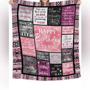 Happy Birthday Blanket - Pink and Black